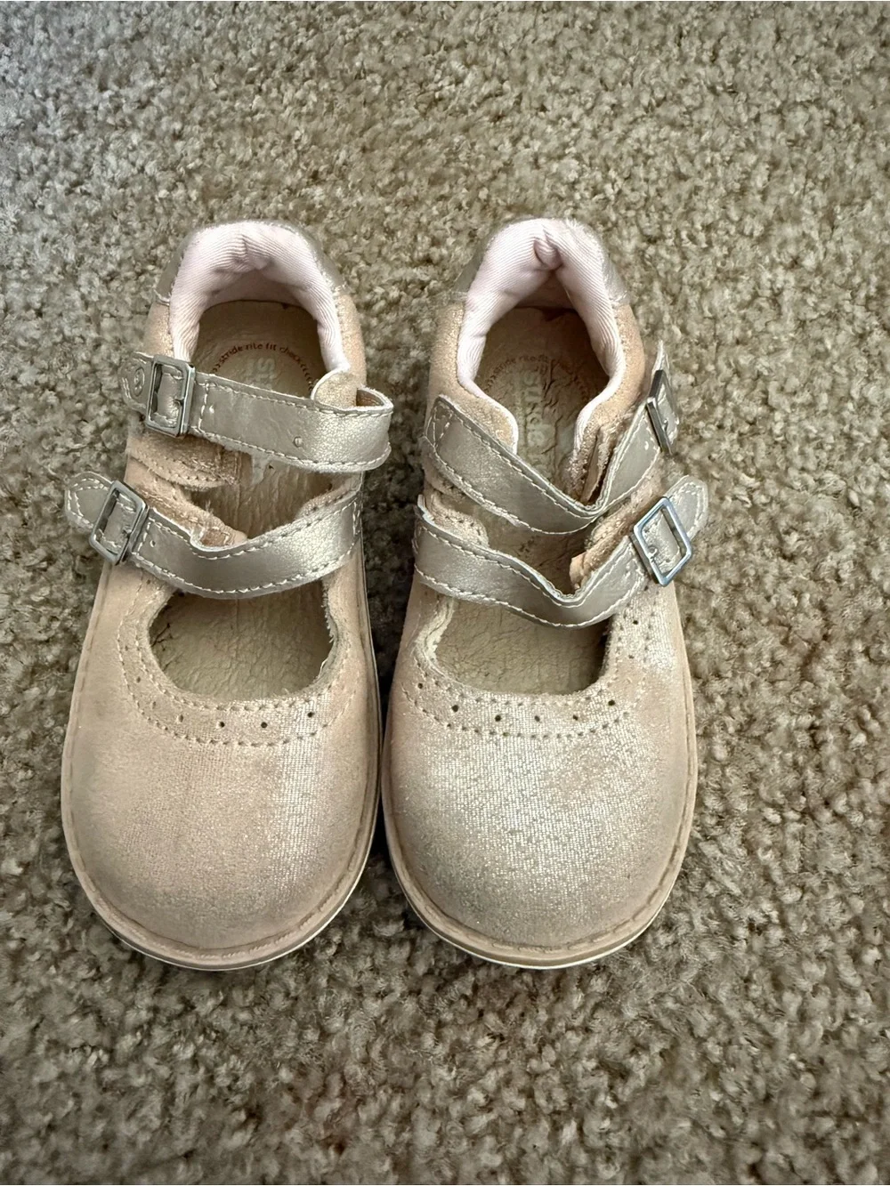 Stride Rite Girls Metallic Rose Gold Mary Jane Shoes